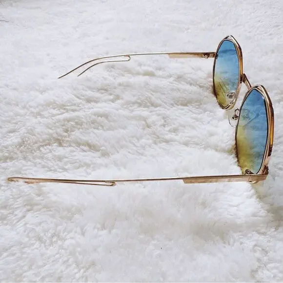 Seraphina Blue & Yellow Geometric Sunglasses - Picture 7 of 11